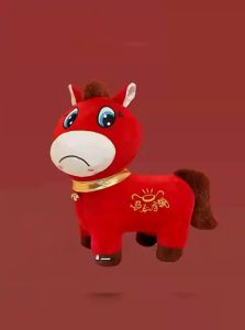 NUOAO | Red Horse Plush Toy Display Ornament