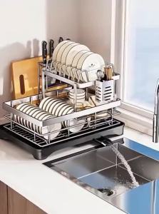 B&W | Storage and Drip Dry Kitchen Rack Double Layer