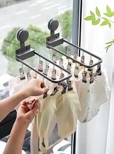 NIGESI | Balcony Sock Drying Rack with Clamps Foldable