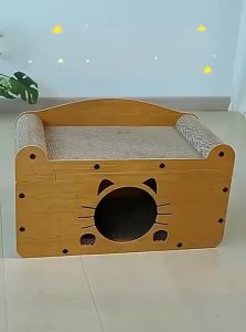 HELLOLEIBOO | Durable Scratch-Resistant Cat Bed with Integrated Two-Layer Cat Nest