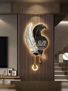 BEISIJIA | Decorative Feather Grid Wall Clock With Perpetual Calendar