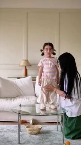 MINI BALA | Áo Thun Cotton Sọc Tay Ngắn Cho Bé