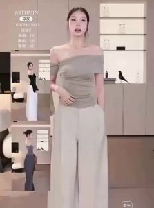 withmin | Áo thun nữ kiểu dáng lệch vai không tay