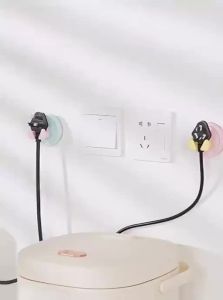 TEKANAI | Wall Mount Suction Hook Adhesive Power Socket Organizer Strong Load Bearing