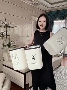 XUANG | Large Capacity Square Cream Style Trash Can