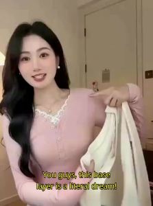 HEYINI | Sweet Style Womens Long Sleeve V-Neck Knitted Shirt Inner Wear Lace Top Base Layer Pink T-Shirt Spring Autumn New Arrival