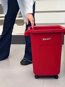 ASCOR | No-bend Large-capacity Wheeled Covered Kitchen & Living Room Garbage Bin