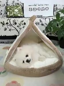 hipidog | Warm Half-Closed Dog Bed for Small Dogs with Removable Washable Pad