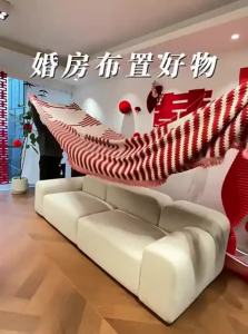 HOUGOUXIANG | Wedding Room Decoration Red Sofa Cover and Throw Blanket All Seasons