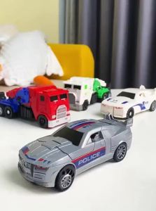 BABYSHOME Transformable Car Robot Toy for Kids Educational Transformer Robot Car with Lights and Sounds Action Figure for Boys and Girls 12V Remote Control Robot Toys for Children
