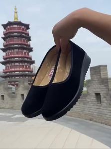 HEYUNXIANG | Soft Bottom Black Cloth Shoes For Women Elderly And Working