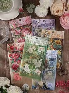 Gimue | Waterproof Rose Pattern Flat Sheets Gold Foil Creative Planner Stickers