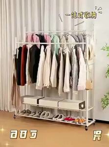 JIAJIESHI | Home and Balcony Use Double Rod Movable Clothes Rack