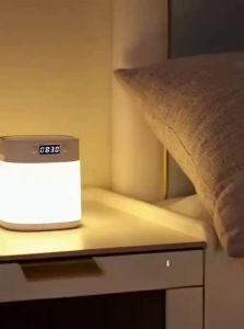 Night Light Clock Remote Control Charging Bedside Lamp
