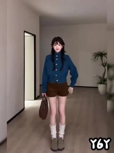 Y6Y | Áo Cardigan Len Nữ Phong Cách Sang Trọng Lười Biếng Màu Xanh