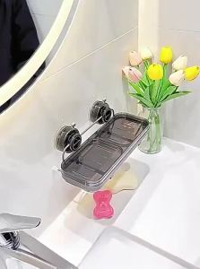 ZHENMIAO | Suction Cup Soap Box Wall Mounted Bathroom Drainage Rack