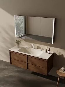 TEM | Retro Style Integrated Rock Slab Bathroom Vanity Set
