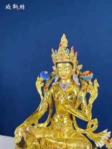 OSITE | Handcrafted Green Tara and Green Tara Avalokitesvara Gilt Bronze Buddha Statue
