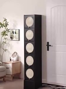 MLZH | Aesthetic Slim Bamboo Shoe Cabinet with Single Door
