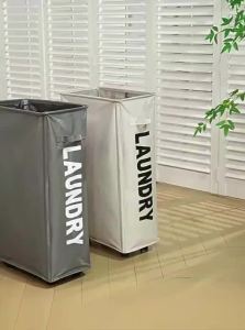 MENGMIAN | Dirty Laundry Organizer Fabric Basket With Wheels