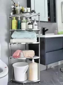 B&W | 304 Stainless Steel Bathroom Storage Rack Triangle Design Floor Standing