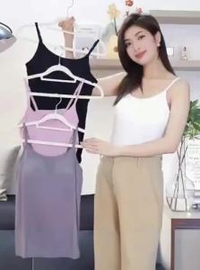 Modal Slim Shoulder Strap Long Camisole Bra with Shaping and Pads Plus Size