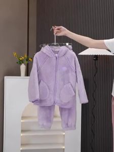 Bộ Đồ Ngủ Mùa Đông Cho Trẻ Em Bằng Vải Fleece San Hô Mềm