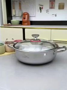 YONGLE | Large Capacity Home Gas & Induction Compatible Thickened Stainless Steel Split Hot Pot