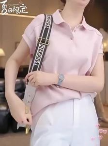 Shalldoer | Women Short Sleeve T-Shirt Unique Polo Neck