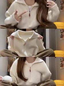 SENWA | Áo Sweater Cổ Trụ Màu Trắng Cho Nữ Mẫu Mới Thu Đông