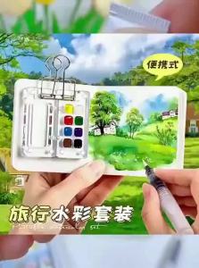 MINGZHUO | Mini Portable Watercolor Set for Kids DIY Travel Sketchbook