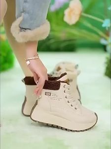JIFANPAUL | Giày Cao Gót Chống Tuyết Mùa Đông Có Lớp Lông Cừu