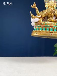 OSITE | Indoor Home Decor Gemstone Inlaid Copper Statue of Respected Mother and Langjue Ma