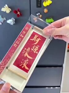 YIMING | Blessing Wooden Scroll Magnetic Refrigerator Decor