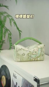 Túi đeo chéo nữ AOSONG vải canvas xanh bạc hà dáng nhỏ khóa kéo ẩn