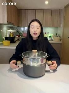 CAROTE | Steamer Pot Integrated Large Capacity Titanium Pot for Induction and Gas Stoves