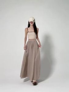 La Chapelle | Chân Váy Dạng A-Line Mỏng Nhẹ Mát Lạnh Phù Hợp Mùa Hè từ Cotton Lanh Kẻ Sọc