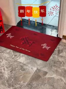Red Soft Diatomaceous Earth Water Absorbent Anti-slip Bathroom Floor Mat