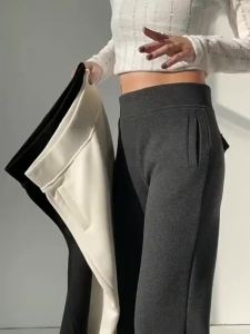 La Chapelle | Gray Knit Flared Casual Pants Loose Drooping