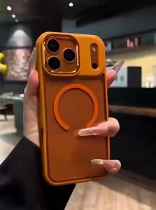 DAIMANG | New Anti-Yellowing Magnetic Full Coverage Shockproof iPhone 17 Pro Max/Pro Case With Airbags Transparent Xingyu Orange