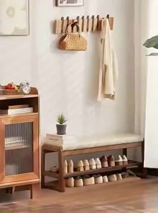 CHUJUN | Multifunctional Entrance Bench with Shoe Storage Soft Padded Long Wooden Seat