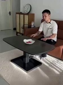 OLEPA | Tempered Glass Foot Pedal Lift Top Minimalist Coffee Table