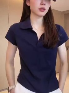 Shalldoer | Polo Collar Short Sleeve Large Size Slim Fit Women T Shirt