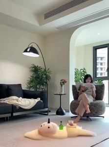 PURPLE LEAF | Sofa for Living Room Simple Linen and Cotton Single Seating Reading Rotatable Chair